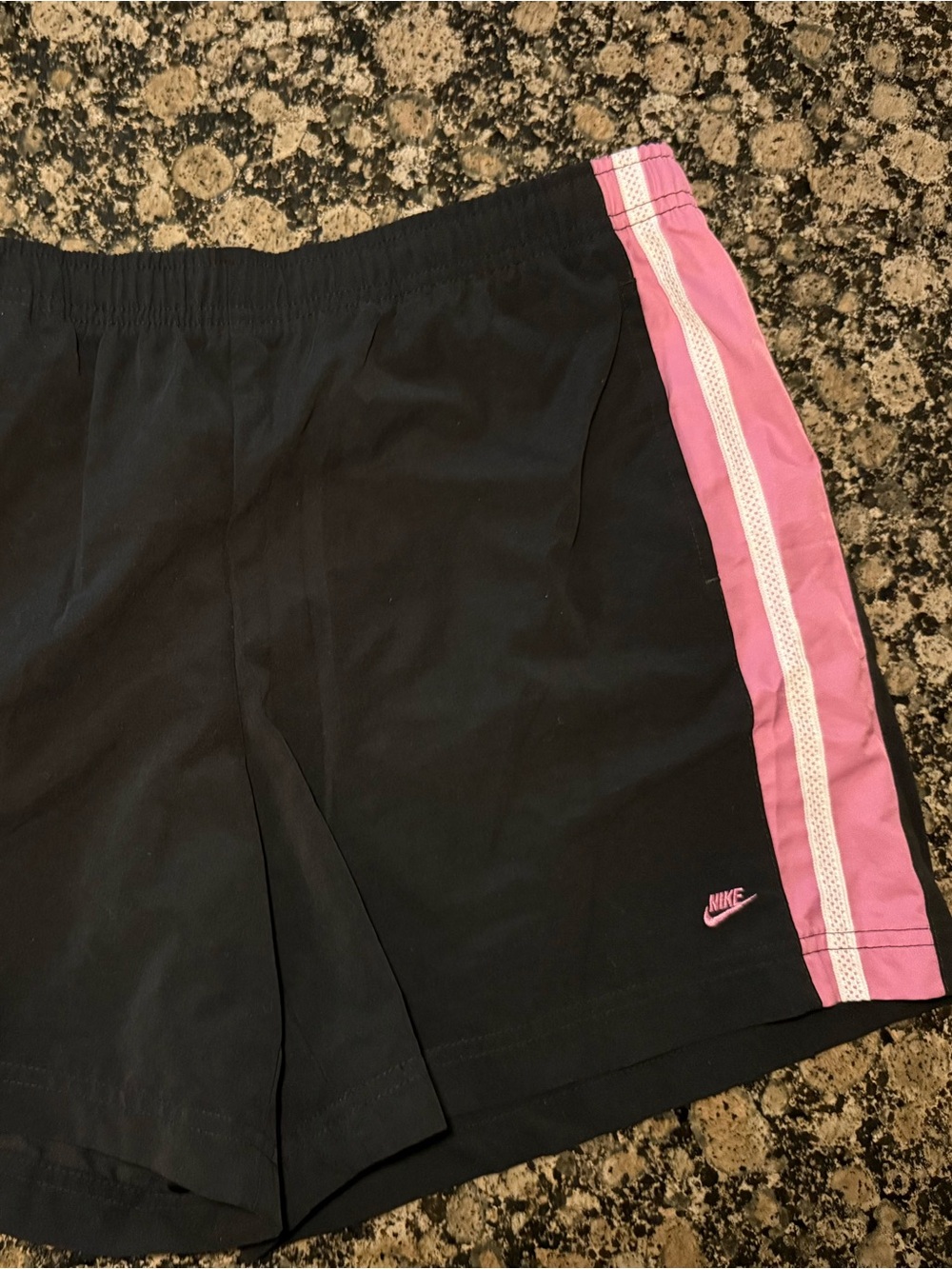 Nike Women’s Black Athletic Shorts with Pink Side Panels